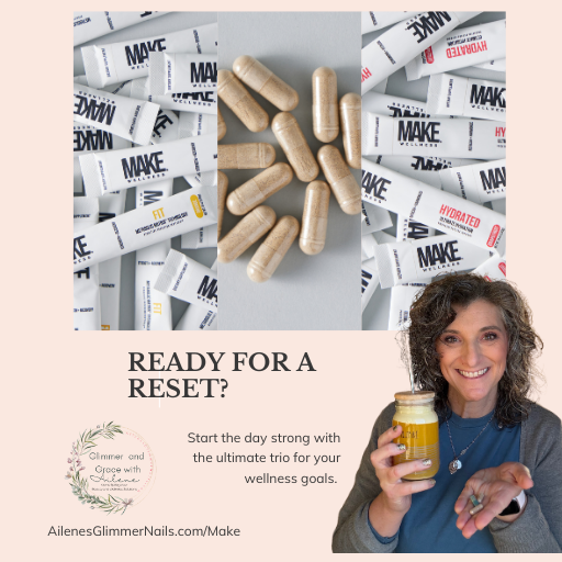 Ailene with reset wording holding wellness products