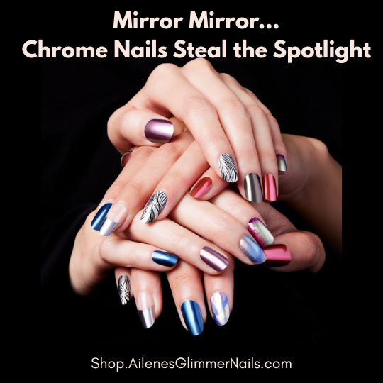 hands with chrome nail polish