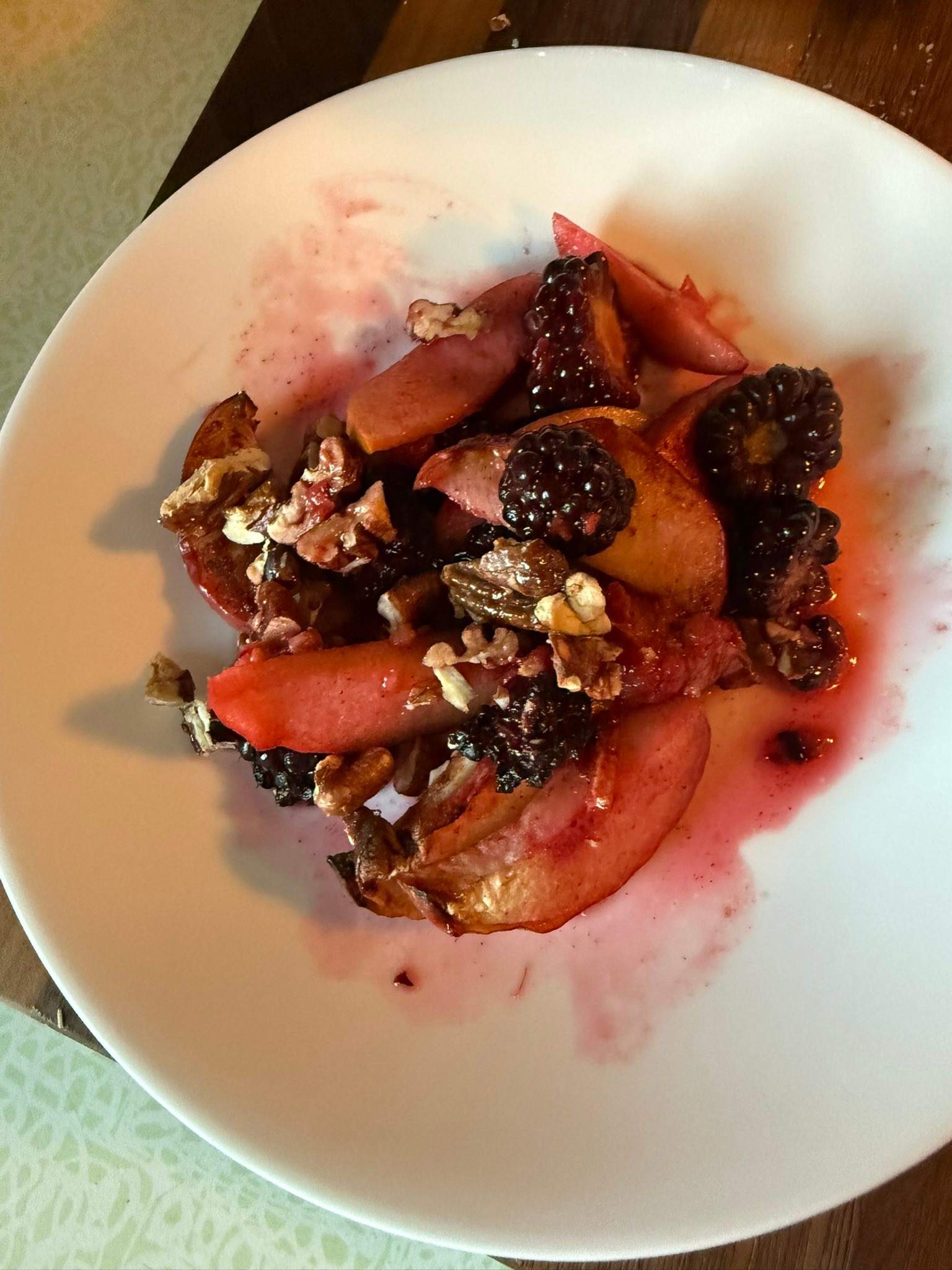 What a fun way to make a personal dessert tonight… fresh Zestar apples from the orchard tossed with a few berries, cinnamon, lemon zest, honey roasted pecans, and a touch of sweetener of choice (monk fruit for me). Made in a foil “bowl” and air fried about 10 minutes — simple and so good!

Have you ever made dessert in the air fryer?