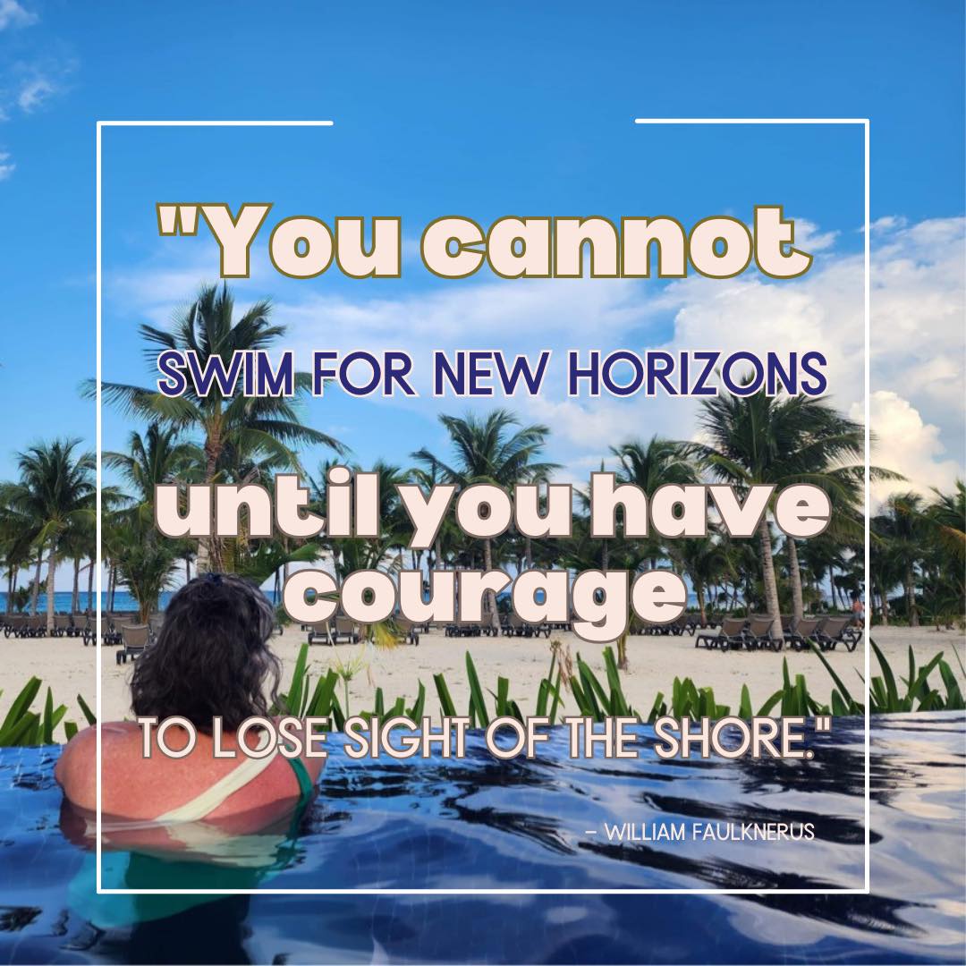 Stepping into something new isn’t always easy.
Change can feel scary, but it’s also what brings growth, fresh energy, and new opportunities.

A year ago, I had to find the courage to lose sight of the “shore” of comfort and routine, and I’m so grateful I did. That step has led to healthier habits, renewed joy, and a path I never would’ve imagined for myself.

What about you? What’s one area of your life where you know it’s time to swim for new horizons?